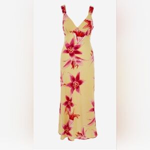 PAPER HEART Floral Yellow Pink Maxi Dress A-LINE Lily Size L